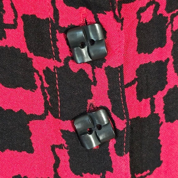 Habitat Clothes To Live In Shirt Womens Medium Red Black Button Up Artsy - Picture 4 of 12